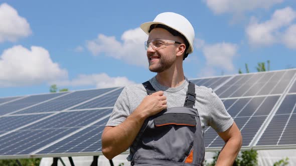 Portrait of Confident Engineer of Solar Cell Farm Industry