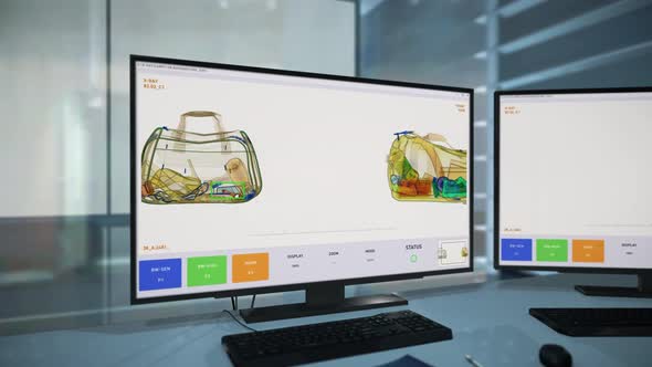 Safety Service Holds Control Over Passenger Baggage At Customs Room In Airport alt