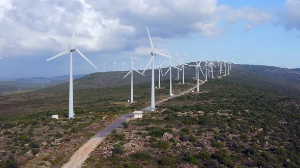 Wind Turbines Spinning 