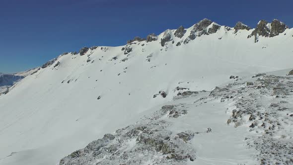 Aerial Mountain Landscape With Blue Sky