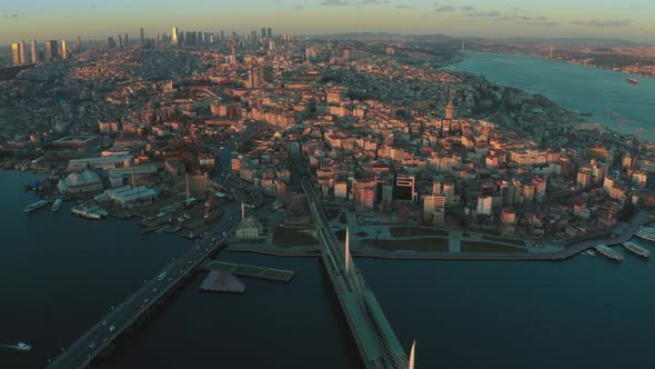 Bosphorus Bridge Istanbul at Sunset Time in Turkey