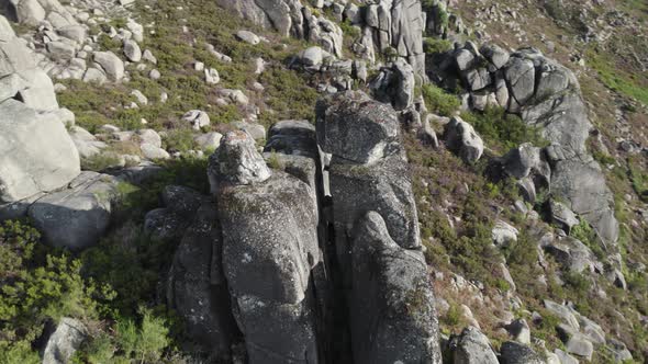 Rocky mountains and landscape of Peneda-Gerês National Park, Portugal. Aerial view