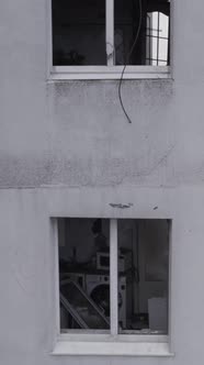 Vertical Video of a Destroyed House During the War in Ukraine