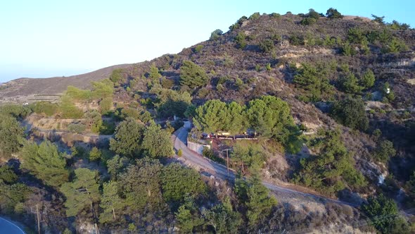 Aerial view of small mountain village in Cyprus.