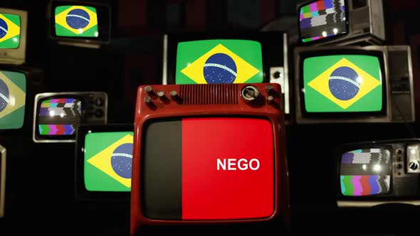 Flag of State of Paraiba and Brazil Flags on Retro TVs.