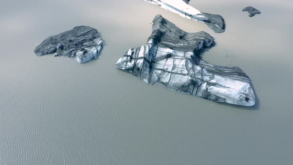 High Angle View of the Melting Solheimajokull Glacier in Iceland