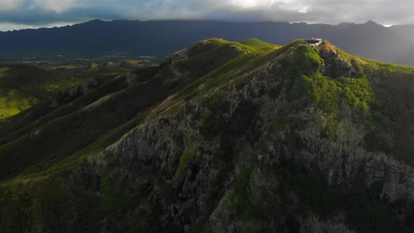 Aerial of Bunkers on Pillbox Hike in Hawaii