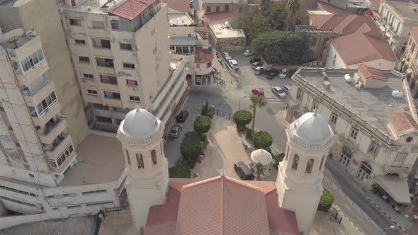 Views of the Ayia Napa Cathedral in Limassol, Cyprus - 4K Aerial drone