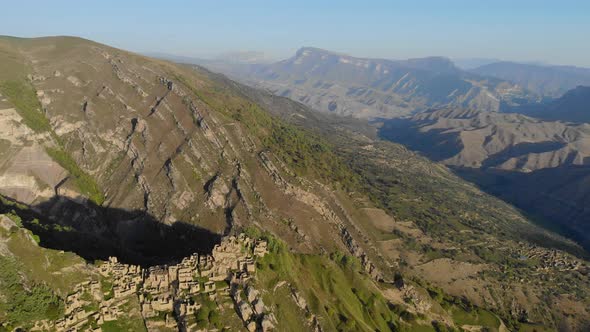 Aerial View of Dead Village on the Top of Mountain