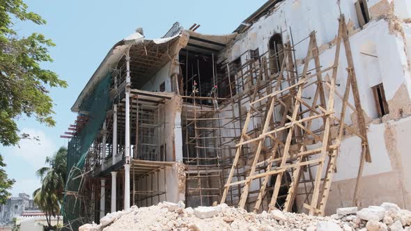 Collapsed Building of the House of Wonders in Stone Town Zanzibar Africa