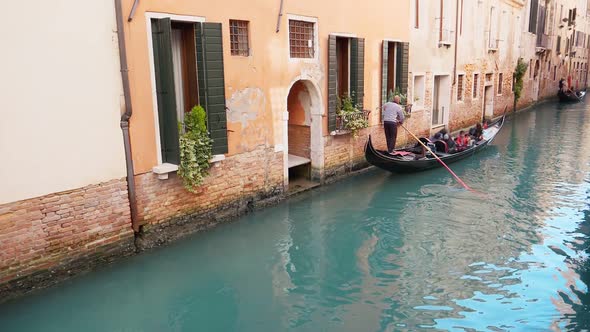 Canal with Beautiful Gondolas in Venice