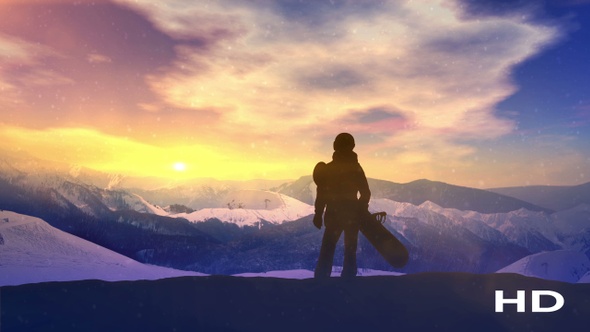 Girl With A Snowboard On A Snowy Slope HD