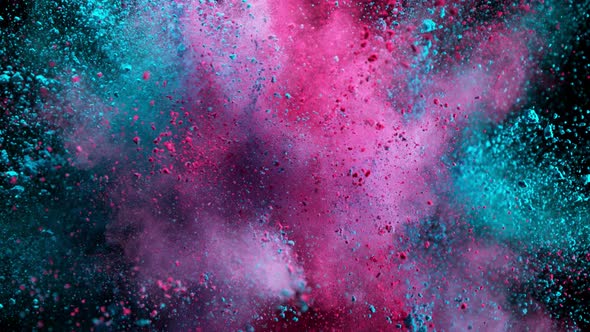 Super Slow Motion Shot of Color Powder Explosion Isolated on Black Background at 1000Fps alt