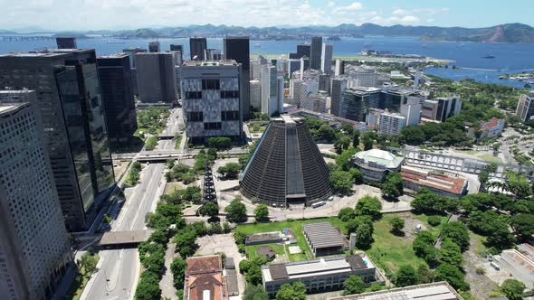 Aerial view of Metropolitan Cathedral of Rio de Janeiro Brazil.