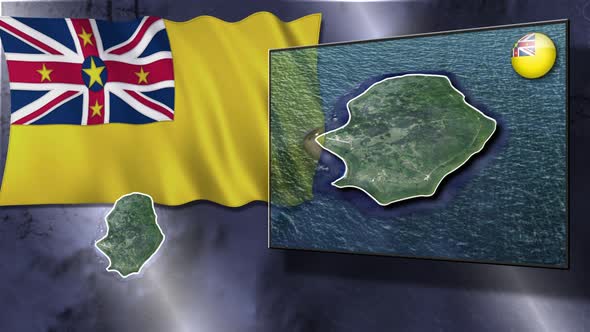 Niue Flag And Map Animation