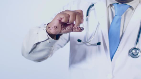 Doctor Writes On Transparent Glass Skip Breakfast