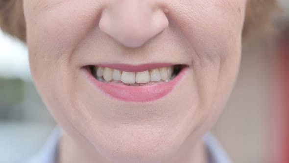 Pretty Lips of Smiling Old Woman