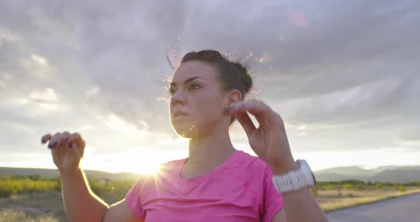 Athlete Doing Stretching Exercises in Nature