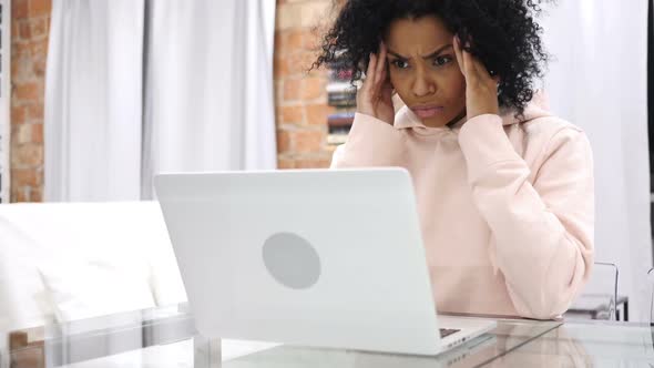 Tension and Headache Frustrated AfroAmerican Woman with Stress