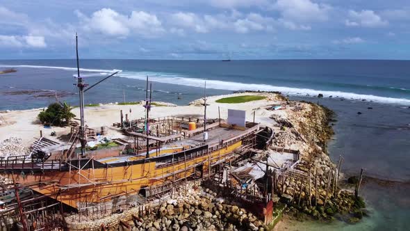 FULLHD Bali Abandoned Boat on the Beach Aerial