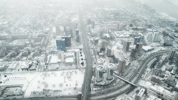 Novosibirsk From a Great Height in Winter