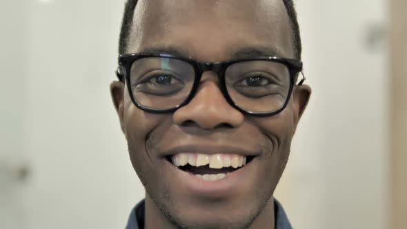 Smiling Face of AfroAmerican Man