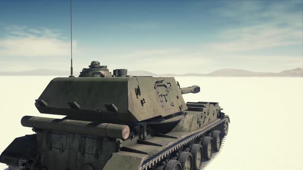 Military Tank in the White Desert