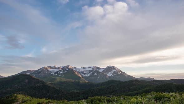 Time lapse of clouds moving over Timpanogos Mountain