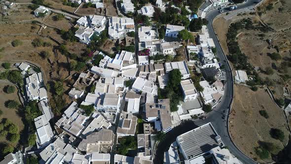 Village of Apollonia on Sifnos Island in the Cyclades in Greece from the sky