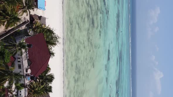 Vertical Video of the Ocean Near the Coast of Zanzibar Tanzania Aerial View