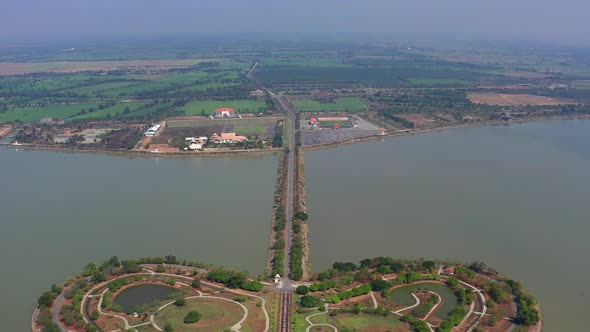 Aerial View of the Holy Heart Land a Heart Shape Island in Thung Talay Luang Mueang District