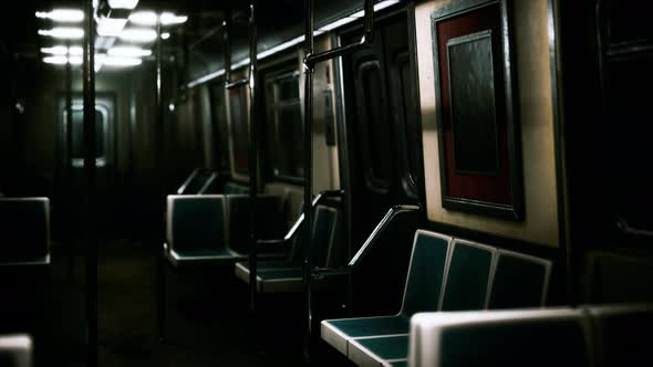 Subway Wagon is Empty Because of the Coronavirus Outbreak in the City