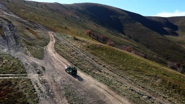 Aerial View of Trail Road in Carpathian Mountains