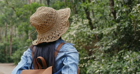 Young woman go hiking