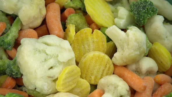 Fresh Frozen Vegetables Falling on Rotating Background Healthy Food or Diet Food for Vegetarians and