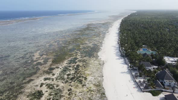 Ocean at Low Tide Near the Coast of Zanzibar Island Tanzania Slow Motion