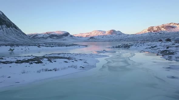 Stark landscape of a Norwegian fjord in winter