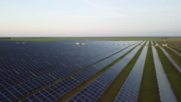 Aerial Top View of a Solar Panels Power Plant