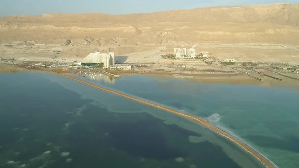 Aerial view of an hotel along the Dead Sea, Israel.