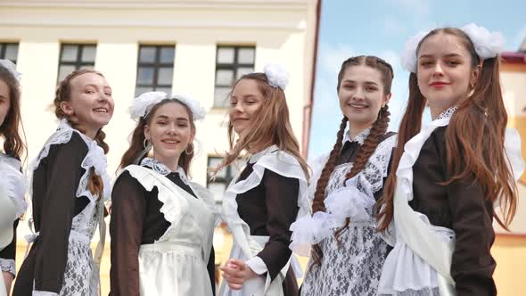 Happy Russian Girls Graduating on Graduation Day