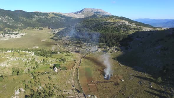 Bushes burning on Dinara mountain