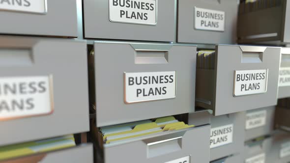 File Cabinet with BUSINESS PLANS Text