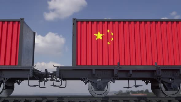 Containers with the Flag of China