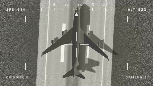 Military Drone Following Civil Airplane Taking Off alt