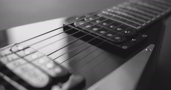 Black and White Dolly Shot of Electric Guitar