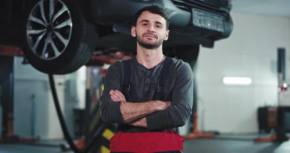 In the Auto Service Center Mechanic Guy