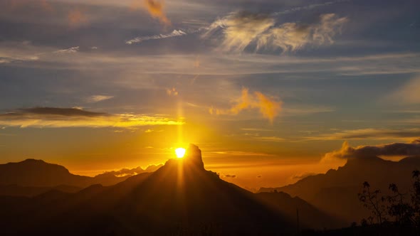 Roque Nublo in Gran Canaria Sunset Timelapse