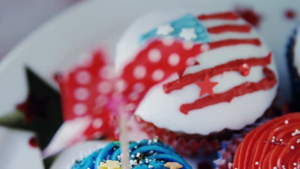 Close-up of decorated cupcakes
