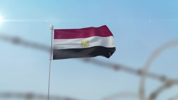 Egypt  Flag Behind Border alt