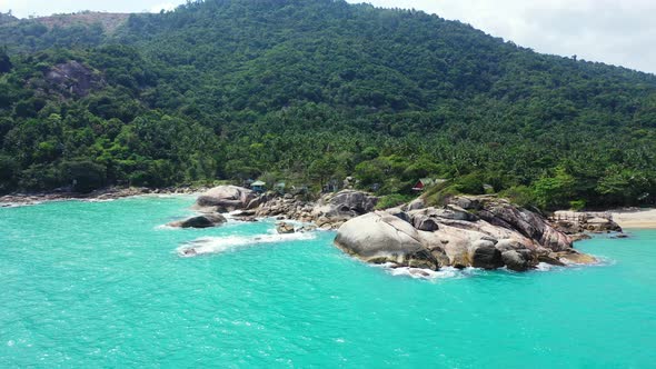 tropical sandy beach rocky coast Koh Phangan. Luxury vacation and summer holiday destination